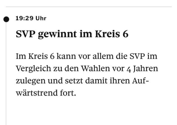 Kreis 6: SVP legt zu und verteidigt Sitz im Gemeinderat