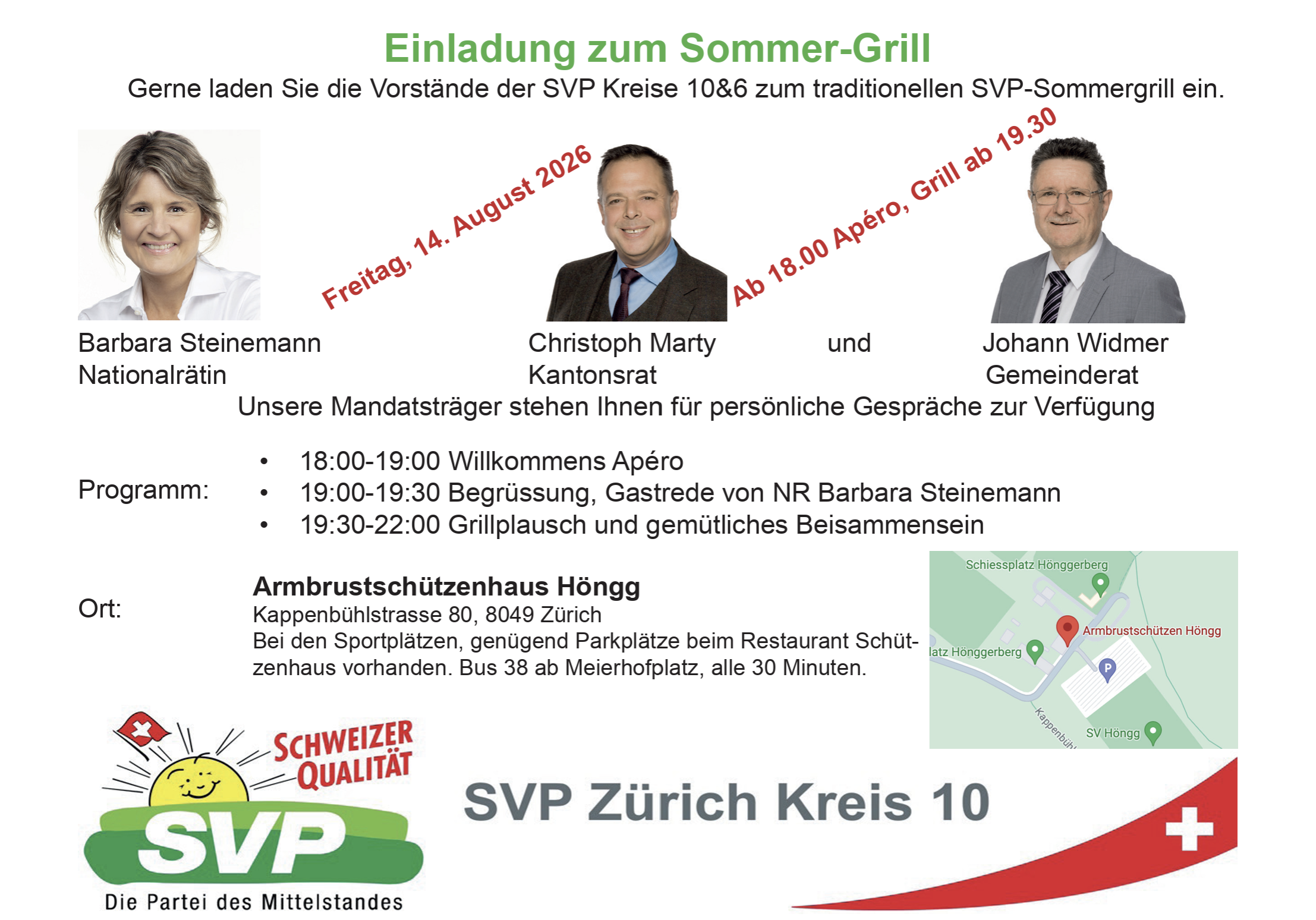 Einladung Grillfest Höngg Kreis 6+ 10